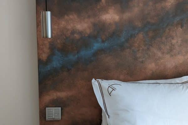 bespoke headboard design uk hotel airbnb hospitality michelin star venetian plaster novacolor